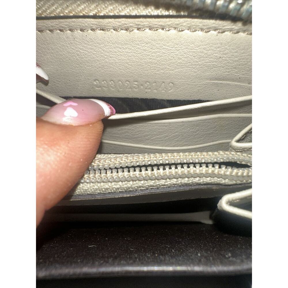 Authentic GUCCI Cream Leather Canvas Zippy Credit Card Long Wallet 3D Zip Pull - Picture 9 of 10